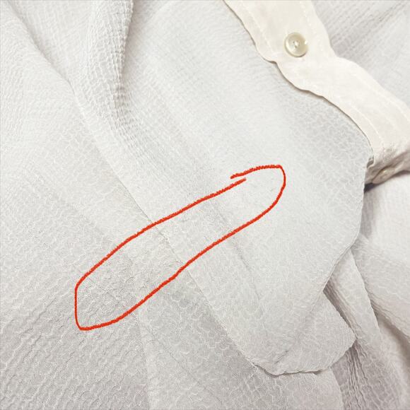 ACNE Vintage Y2K Old Tag Sheer Ivory Textured Silk Button-Up Blouse 34 (US XS/2) - Picture 9 of 9